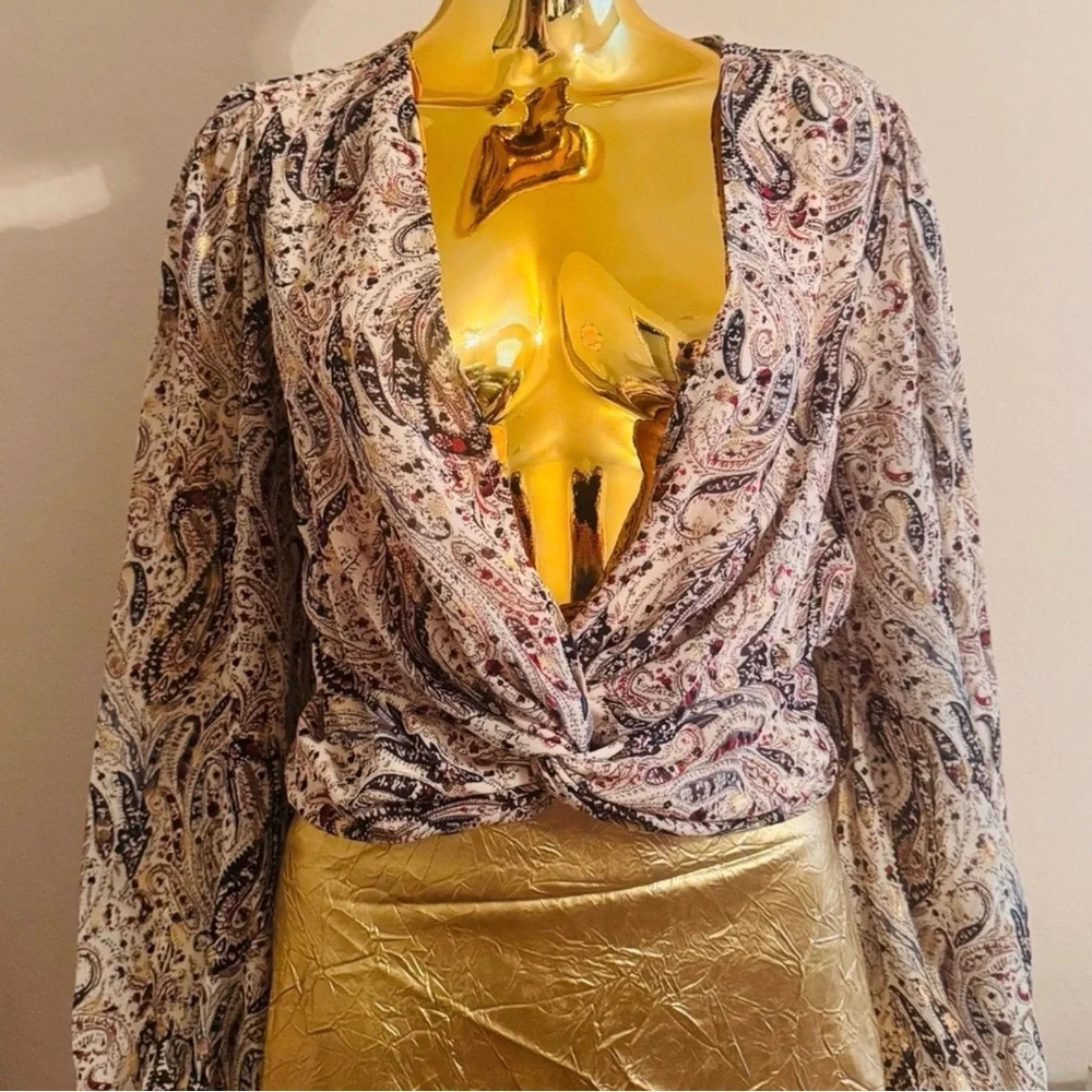 Fashion Nova Gold Flecks in Your Edges Crop Top, Paisley, XLarge, NWT - Picture 11 of 16